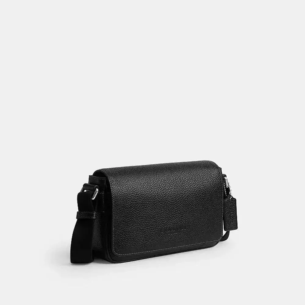 NWT Coach Jack Small Flap Crossbody Bag Soft pebble leather cew73 Silver/black